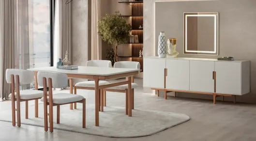 Product img 1, Aura Ahşap Ayaklı Yemek Odası Takımı